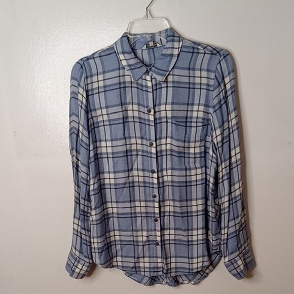 Lucky Brand Women's Blue Plaid Button-Up Shirt - Size Small - Picture 1 of 8